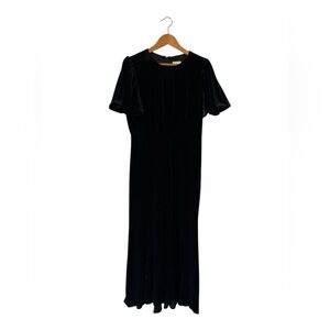 Tuckernuck Elodie Black Velvet Maxi Dress Large Womens
